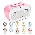 GEREE Alarm Clock, Cute Emoji desk clock Smart backlight/temperature/Snooze Wake Up Alarm Clocks for Bedrooms, Office Desk Cube Alarm Clock Battery Operated Best Gift for Kids, Family (Pink)