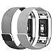 iGK For Fitbit Charge 2 Bands, Charge 2 Milanese Loop Stainless Steel Metal Bracelet with Unique Magnet Clasp Replacement Bands for Fitbit Charge 2 Black Silver Small