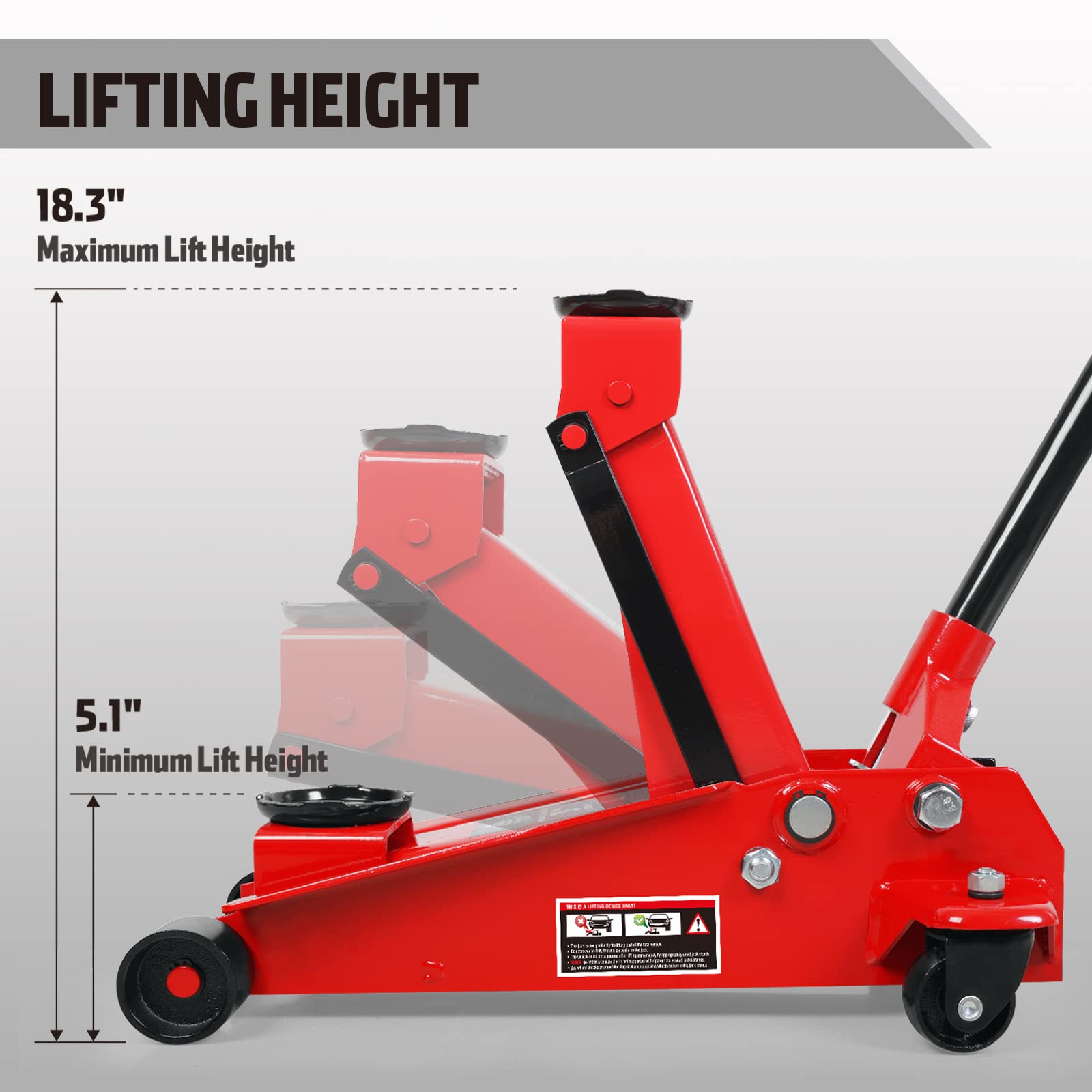 BIG RED Floor Jack,Hydraulic Car Jack with Fast Pump for Car, SUV, Truck - 3 Ton Capacity, Red