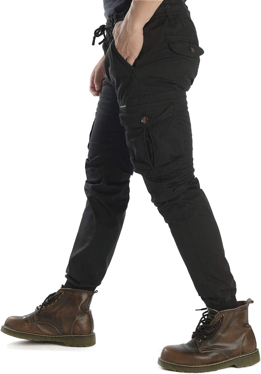 Men Tapered Cargo Pants Slim Fit Chino Joggers Work Trousers with Pockets at  Men’s Clothing store