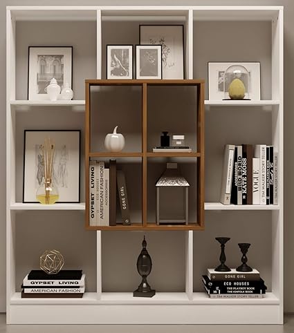Homidea Mars Bibliotheque Etagere De Rangement Etagere Pour Livres Etagere Pour Bureau Salon Par Le Design Moderne Blanc Noyer Amazon Fr Cuisine Maison
