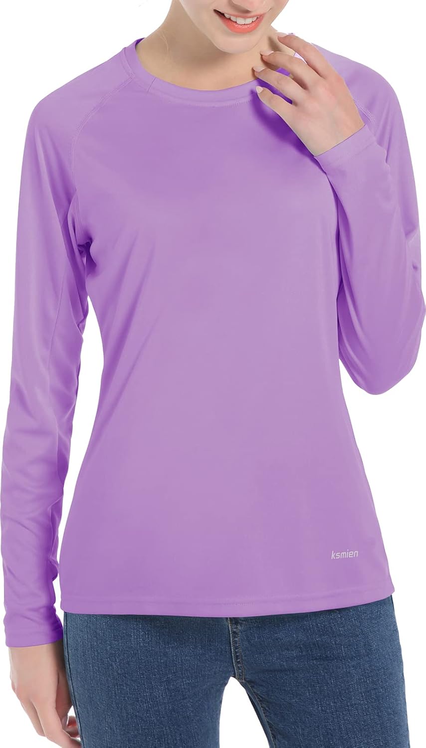 Women's UPF 50+ Sun Protection UV Shirts - Long Sleeve Outdoor Hiking Fishing Swim SPF Rash Guard T-Shirt with Thumbhole: Clothing
