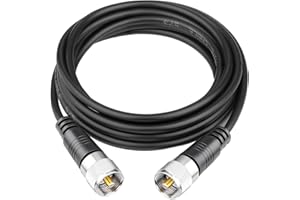 RFAdapter RG58 Coax Cable, CB Antenna Coaxial Cables, 10ft PL 259 UHF Male to Male Cable, 50 Ohm Low Loss for HAM Radio Antenna