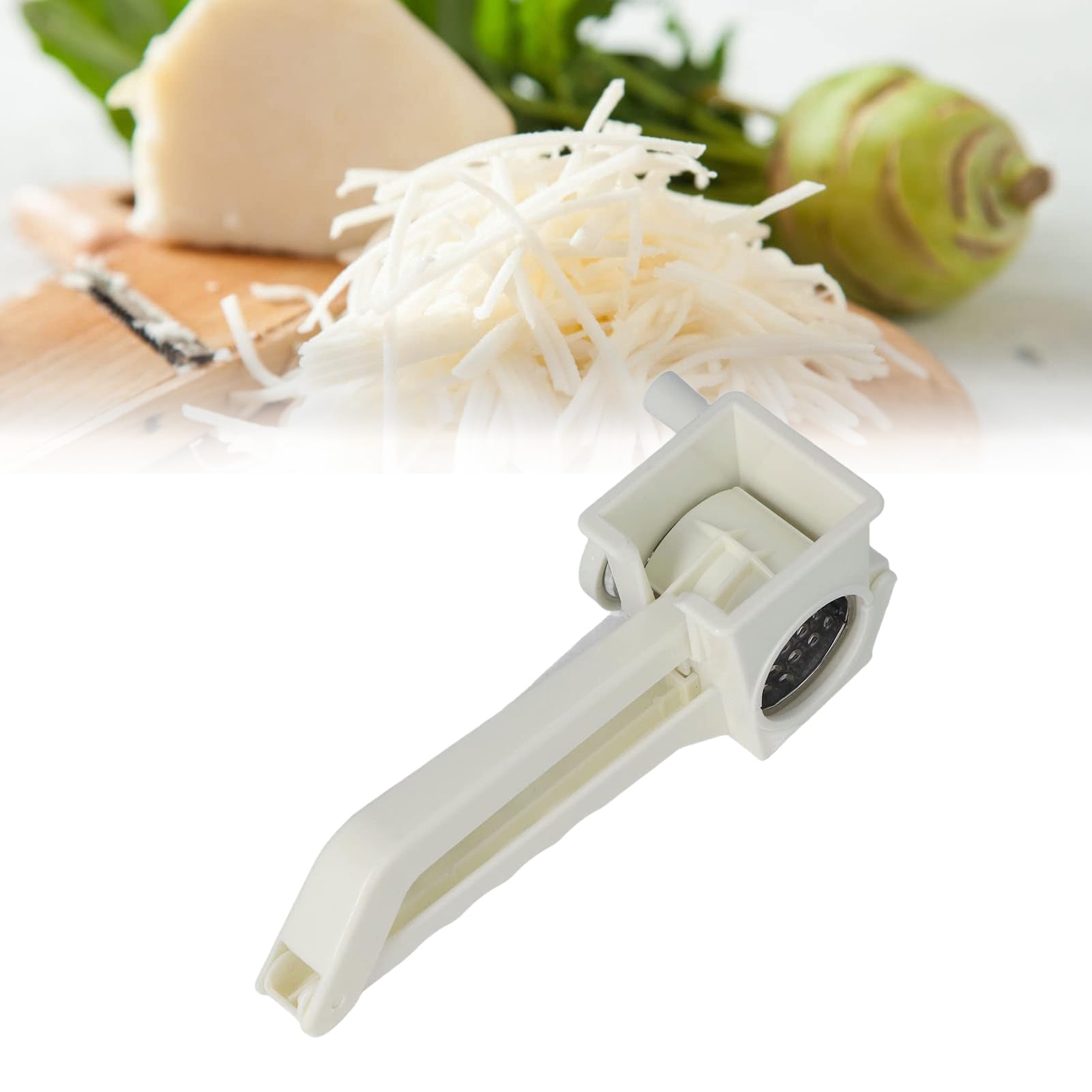 Rotary Cheese Grater, Handheld Cheese Grater, ABS Crank Vegetable Cutter Drum Shredder, Kitchen Utensils with 3 Interchanging Drums for Vegetable Cheese