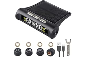 NPKRRSK Car Tire Pressure Monitoring System,TPMS Solar Monitor System Universal Wireless Car Alarm Waterproof External Sensors 6 Modes Real-time & Temperature for Rv Trailer