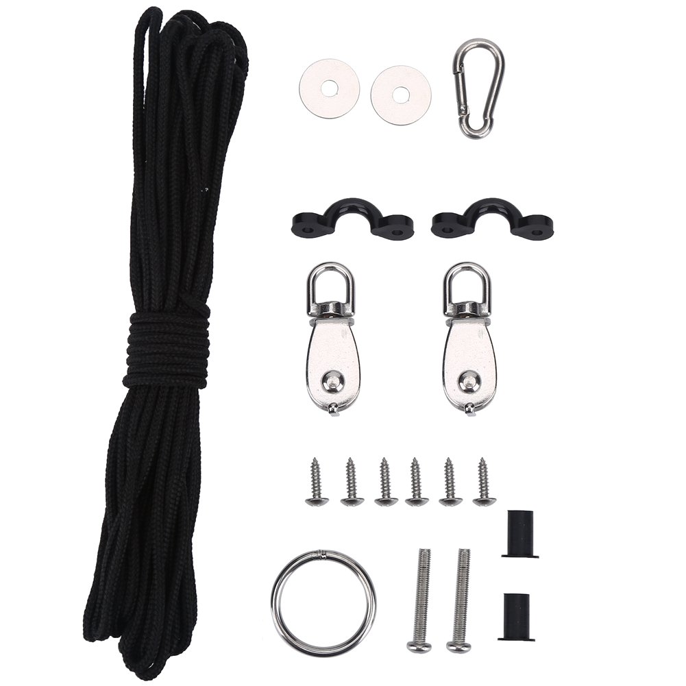 Tbest Kayak Trolley Kit, Stable Kayak Canoe Trolley Kit System with Pulley Pad Eye Ring Hook Accessory Set