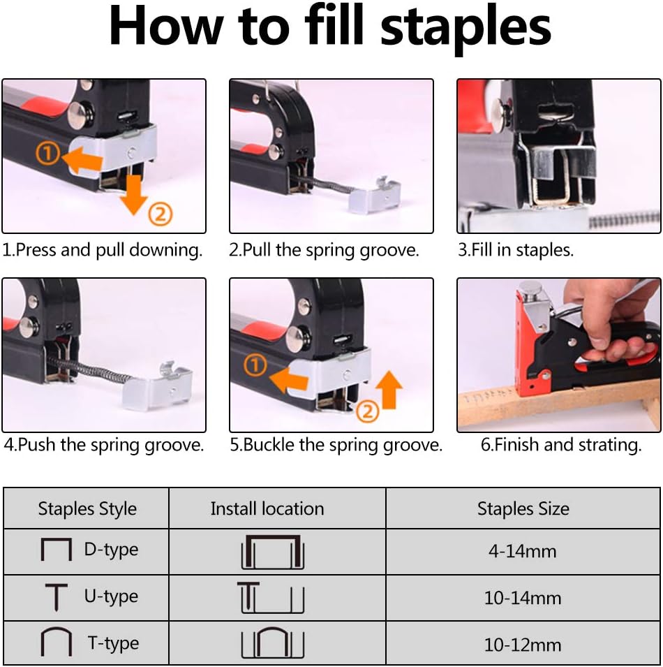 Staple Gun Kit with Remover and 3000 Staples Heavy Duty 3 in 1 Manual Steel Staple Gun for Decoration Floor Furniture : Office Products