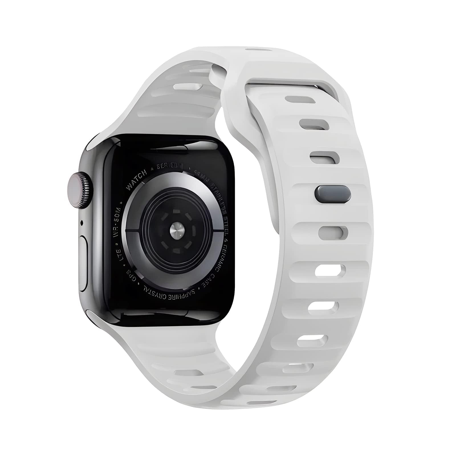 Compatible with Apple Watch Straps 38mm 40mm 41mm 42mm for Women Men, Unique Design Silicone Fitness Sport Wristbands Bands for iWatch Strap Series 10/9/8/7/6/5/4/3/2/1/SE White
