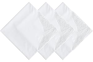 PACGOTH Women’s Handkerchiefs 100% Cotton, Ladies Embroidery Handkerchiefs, Dainty White Lace Weddings Hanky Gift for Her, Pa