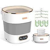 JUJOJB Portable Washing Machine, Folding 20L Mini Washer and Spin-Dryer | 3 modes with deep cleaning. Compact for apartments, dorms, home, RV, and travel. For small clothes and delicates. White.