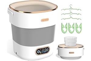 Portable Washing Machine, Folding 16L Mini Washer and Spin-Dryer With Hanger, Large Capacity Small Compact Laundry Machine of