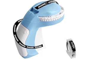 YOULABLE Embossing Label Maker Machine with Tapes, Portable Retro Embossed Label Maker Writer, Mini Embosser Label Maker with 1 Rolls Embossing Label Tapes for Home,Office DIY and Crafting(Blue)