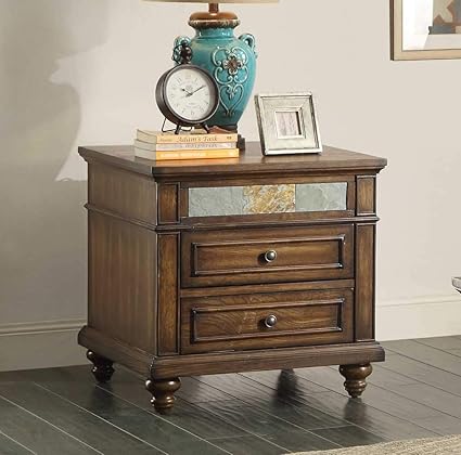 Amazon Com Benzara Bm180009 Wooden End Table With Drawers Brown