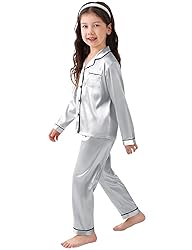 SWOMOG Kid Girls Boys Silk Satin Pajamas Set