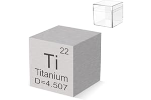PFCKE 0.39" Titanium Metal Element Cube 10MM Density Cubes 99.5% High Purity, Periodic Table of Elements Collection for Element Collections Hobbies, Pure Titanium Cube(Ti 0.39 Inch)