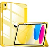 VIKESI Case for iPad (A16) 11-inch 2025 and iPad 10th Generation 10.9 Inch 2022, Clear Back and TPU Shockproof Frame Cover [Built-in Pencil Holder, Support Auto Sleep/Wake] - Yellow