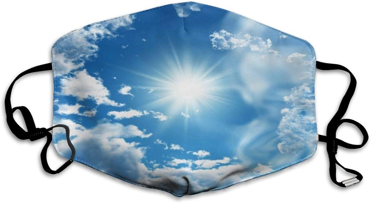 Blue Sky with White Clouds Mouth Mask Face Mask for Men and Women Dustproof Anti Pollution Half Face Mask Washable Reusable Muffle Mask for Running Cycling Camping Travel