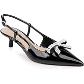 Jewel Badgley Mischka Krystia Slingback Kitten Heels with Pearled Bow
