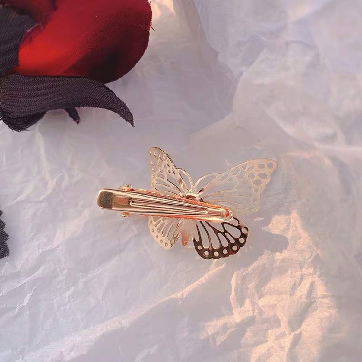 12 Pcs Butterfly Hair Clips, Metal Gold Butterfly Hair Pins Hair Clips Woman Girl Hair Accessories(Right and Left) - Image 5