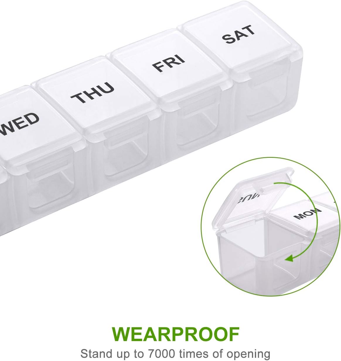 Extra Large Weekly Pill Organizer 2 PCS, Sukuos XL Daily Pill Cases for Pills/Vitamin/Fish Oil/Supplements (Black and White): Health & Personal Care