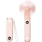 SWEETFULL Portable Handheld Mini Fan with LED Display, 3-in-1 Personal Foldable USB Rechargeable Hand Held Fan & Flashlight f