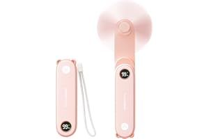 SWEETFULL Portable Handheld Mini Fan with LED Display, 3-in-1 Personal Foldable USB Rechargeable Hand Held Fan & Flashlight f