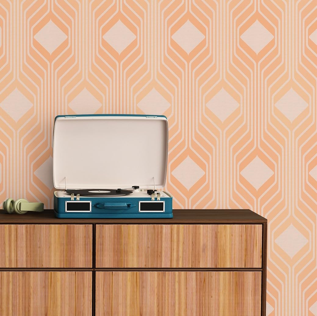 A.S. Création Retro 70s Diamond Wallpaper Orange/Beige Retro Chic 395323 8.50m x 0.53m Paste The Wall