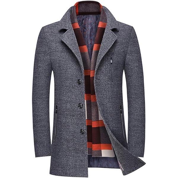 Nichangyuyi Men's Wool Blend Coat - Single Breasted Stand Collar Thickened Winter Jacket - View #10
