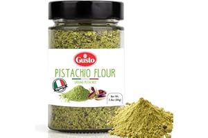 GUSTO ETNA Pistachio Flour, 80 g, Sicilian Fine Chopped Pistachio Flour, Ground Pistachios, Pistachio Powder, Gluten Free Flour, high Protein, Non Gmo, Vegan, Product of Bronte, Sicily, From Italy