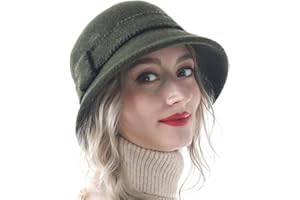 HISSHE Women Elegant Winter Wool Bucket Hat 1920s Vintage Cloche Bowler Hats