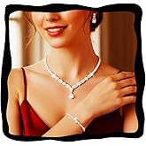 GORAIS Silver Bride Wedding Jewelry Set Rhinestone Necklace Earring Bracelet Sets Crystal Formal Bridal Jewelry for Women