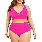 Century Star Womens Plus Size Bikini Tummy Control Swimsuits Two Piece Bathing Suits High Waisted Swimwear