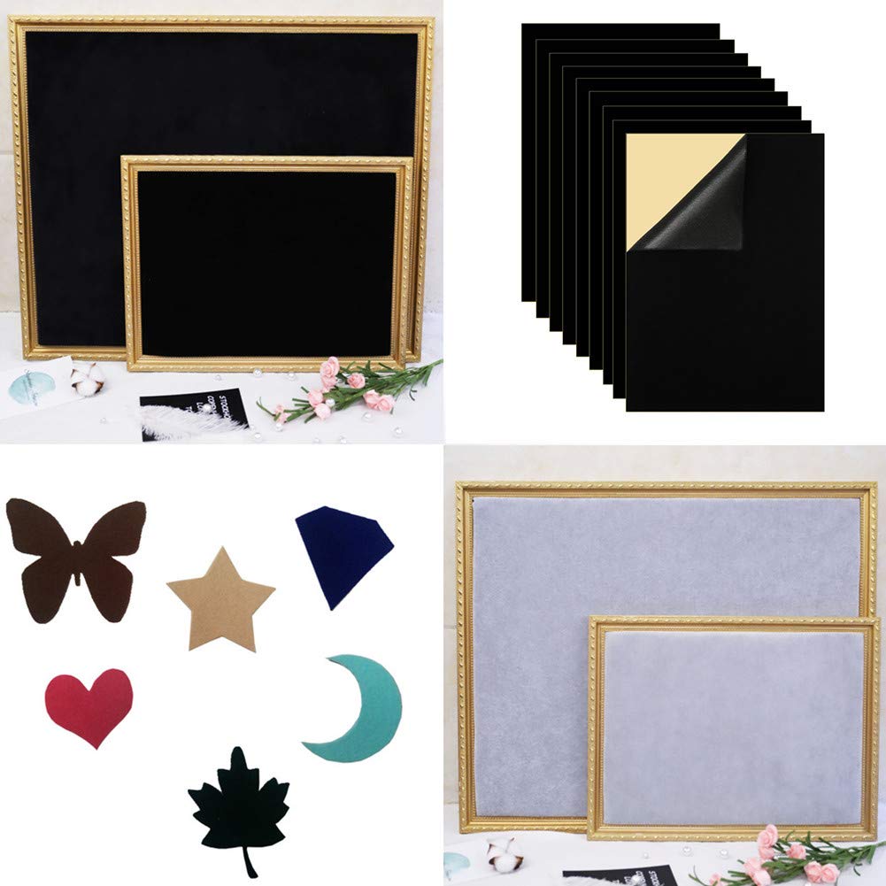10PCS Self Adhesive Felt, DIY Self Adhesive Fabric for Art & Crafts, Peel and Stick Felt for Drawer and Jewelry Box Felt Liner, A4 Size (8.3