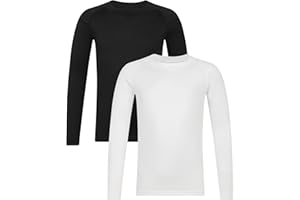 TeGlraddix Youth Boys ＆ Girls Thermal Compression Shirt Long Sleeve, Athletic Fleece Base Layer Undershirt Football Baseball