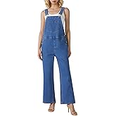 HISEA Denim Overalls Loose Fit for Women, Women's Jean Cotton Overall Bib Baggy with Barrel Leg for Summer and Work, Blue