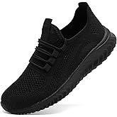 MGBDSZ Womens Walking Shoes Casual Slip On Tennis Running Shoes Lightweight Breathable Non Slip Workout Athletic Gym Black Size US 8