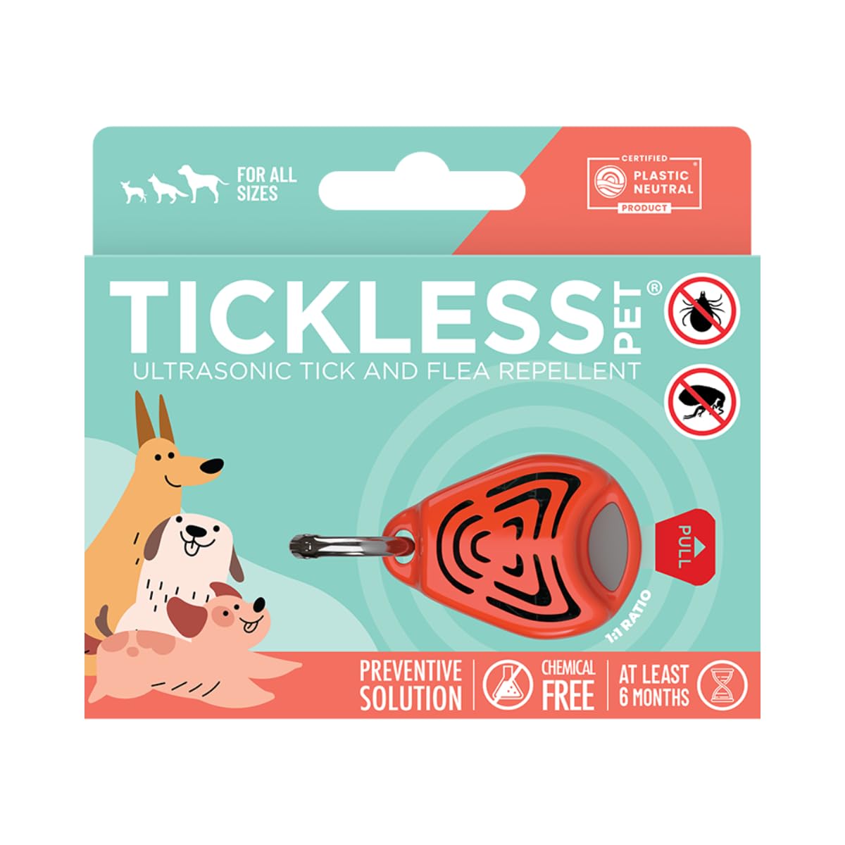 Tickless Pet – Ultrasonic, Natural, Chemical-Free tick and flea Repeller – Orange