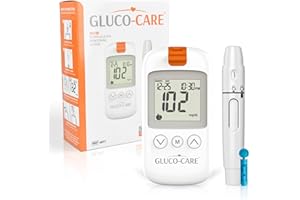GLUCO-CARE Glucose Meter & Test Kit - White, Sleek Design with Clear & Large Display, 500 Memory, 5 Sec Results, Auto Coding, Sugar Level Monitor Kit for All: Young, Adults, Seniors & Caregivers