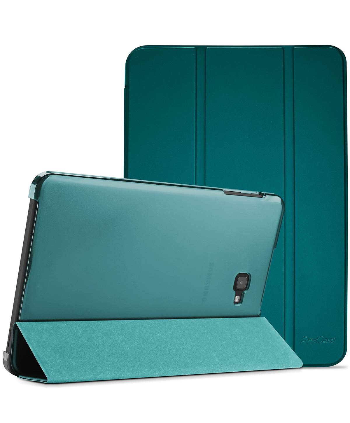 ProCase Case for Galaxy Tab A 10.1 2016 T580 T585 T587 Triple Fold Flip Protective Case, Ultra Thin Lightweight Stand Shell Smart Cover with Translucent Frosted Back Cover - Emerald