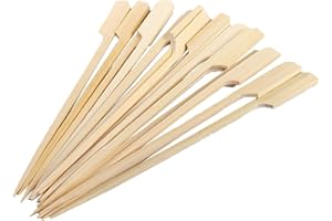 LUKDIN 100-Pack Bamboo Paddle Picks – Wooden Skewers for Cocktails, Appetizers, Fruit, Sandwiches, and BBQ Snacks – Available in 3.5" / 4.7" / 7" / 10" (7 inch)
