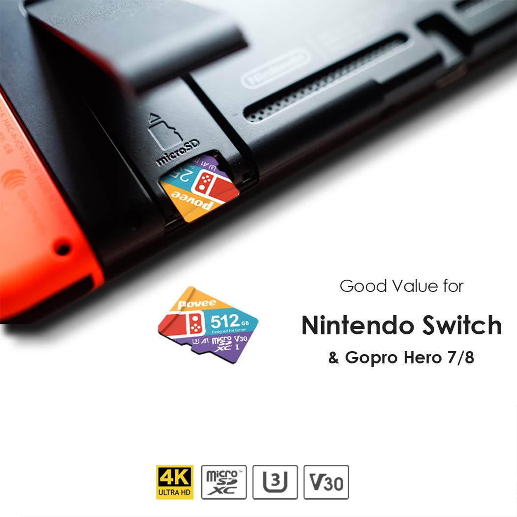 512GB Micro SD Card for Nintendo Switch,U3 MicroSDXC Card with Adapter,V30  Memory Card for Gopro Hero Hero Android Smartphone Digital Camera