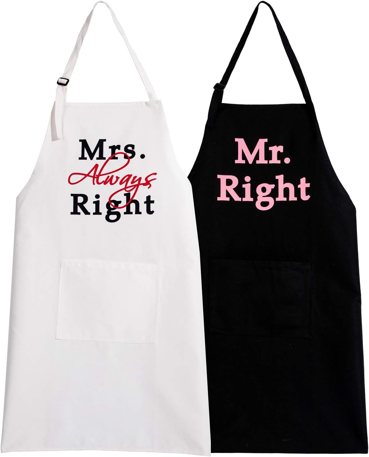 UJoowalk His and Her Aprons Black White Wedding Gifts for Couple Bridal Shower Newlywed Gifts (Mr Right & Mrs Always Right)
