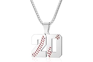 Wikavanli Personalized Baseball Jersey Number 00-99 Necklace - Stainless Steel Baseball Chain Pendant Necklace - Team Jewelry Gift for Boys, Girls, Men, Women