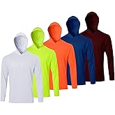 LeeHanTon Mens Long Sleeve Shirt Lightweight Sun Protection Fishing Shirts Athletic Hoodie Shirts 5 Pack