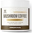 GANOHERB Mushroom Coffee Instant Powder, Medium Roast Arabica Coffee with Lion’s Mane, Chaga, Turkey Tail, Reishi, Maitake, Cordyceps for Focus & Energy, 28 Servings