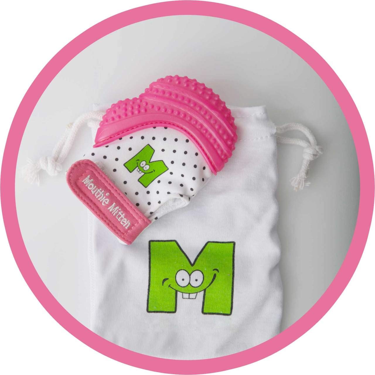 Mouthie Mitten Teething Glove, Pink