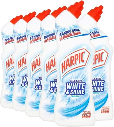 Harpic White & Shine Toilet Bleach Gel Original Scent Pack 6 x 750 ml
