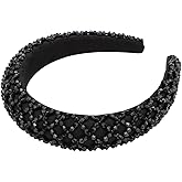 YISSION 1PC Black Rhinestone Headband for Women Girls Non Slip Head Bands Fashion Jeweled Hairband Sparkly Crystal Headbands for Women Bling Hair Accessories for Women Girls Wedding Prom Holiday