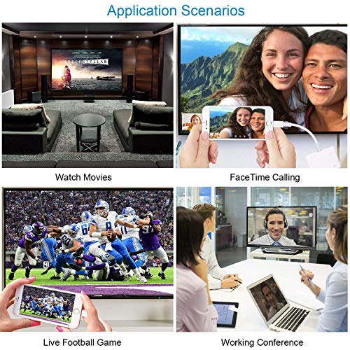 [Apple MFi Certified] Lightning to HDMI, 1080P Lightning Digital AV Sync Screen with Charging Port Compatible for iPhone 11/11 Pro/XR/XS/X 8 7 iPad, iPod on HD TV/Monitor/Projector, Support iOS 13 - Thumbnail 6