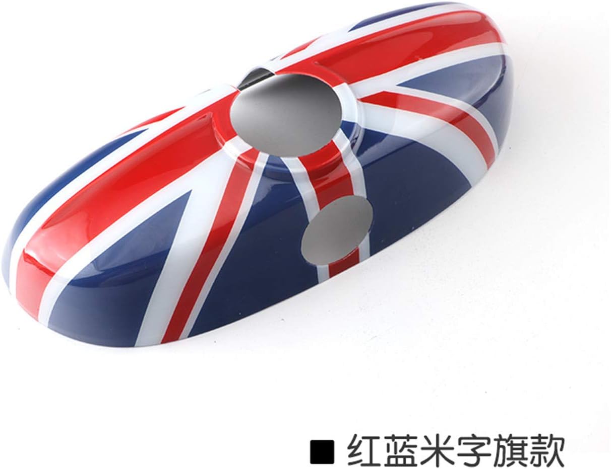 Red/Blue Union Jack UK Flag ABS Sticker Cover Trim Cap for Mini Cooper ONE S JCW F Series F54 Clubman 2016+ (Rear View Mirror Cover Without Senor Hole)